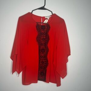 Red lace detail blouse- The Atelier